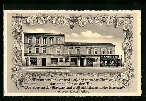 AK Bad Neuenahr, Hotel-Restaurant Goldener Pflug und Kaisers Kaffee-Geschäft, Strasse 22-23