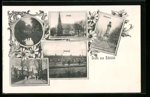 AK Eddelak, Kirche, Denkmal, Bahnhof