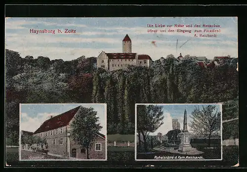 AK Haynsburg, Burg, Gasthof, Ruhestätte der Fam. Reichardt