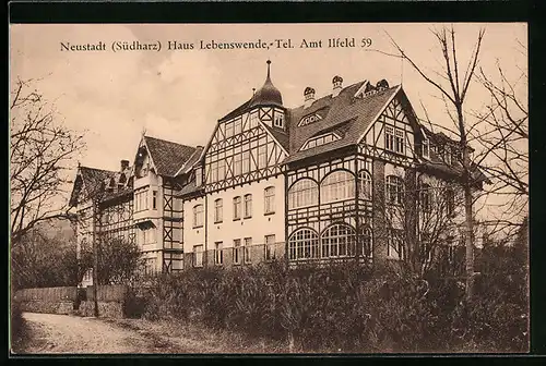 AK Neustadt /Südharz, Haus Lebenswende mit Strassenpartie