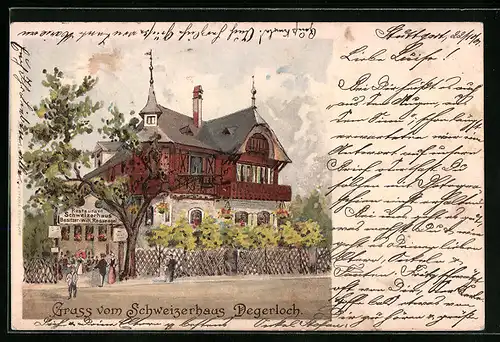 Lithographie Degerloch, Partie am Schweizerhaus