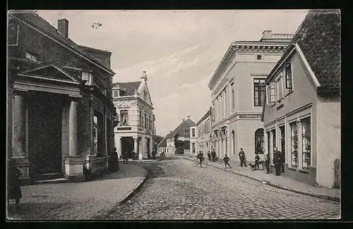 AK Varel, Obernstrasse mit Geschäften