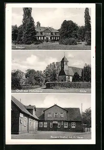 AK Hohnhorst, Beugers Gasthof, Rittergut, Kirche