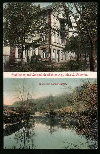 AK Schleswig, Hotel Waldmühle von W. Valentin