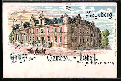 Lithographie Segeberg, Cental-Hotel A. Hinkelmann