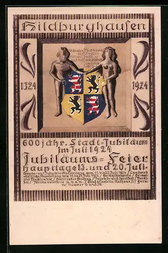 AK Hildburghausen, Festpostkarte, Jubiläums-Feier 1924