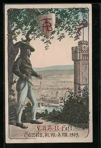 Künstler-AK Hameln, V. A. T.-B.-Fest 1909