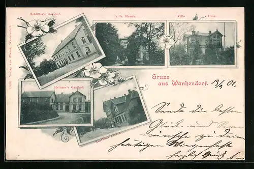AK Wankendorf, Schlüter`s Gasthof, Villa Blunck, Villa Dose