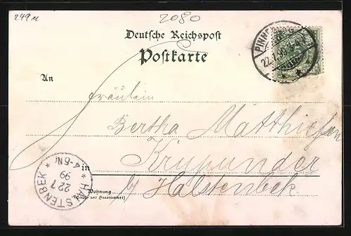 Lithographie Pinneberg, H. Trettau`s Gasthof, Amtsgericht