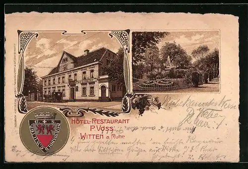 Lithographie Witten a. Ruhr, Hotel-Restaurant P. Voss
