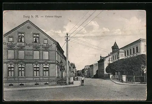 AK Burg b. M., Unterm Hagen, Gasthof zum Bayrischen Hof, Inh. Christian Siemens