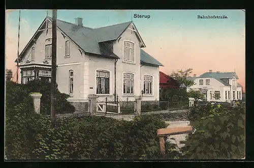 AK Sterup, Häuser an der Bahnhofstrasse