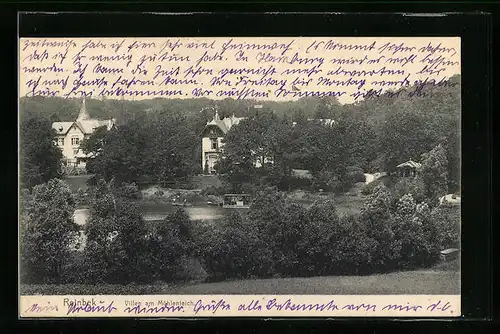 AK Reinbek, Blick auf die Villen am Mühlenteich