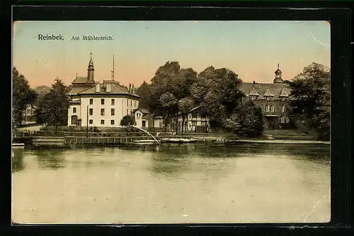AK Reinbek, Blick auf die Villen am Mühlenteich