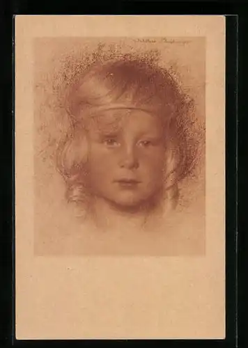 Künstler-AK Walter Schachinger: Mädchen mit verträumtem Blick portraitiert