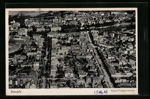 AK Bitterfeld, Fliegeraufnahme der Stadt in Anhalt