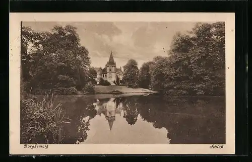 AK Burgkemnitz, Teichufer mit Blick auf das Schloss