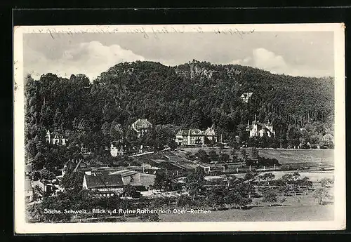 AK Ober-Rathen, Blick v. d. Ruine Rathen auf den Ort