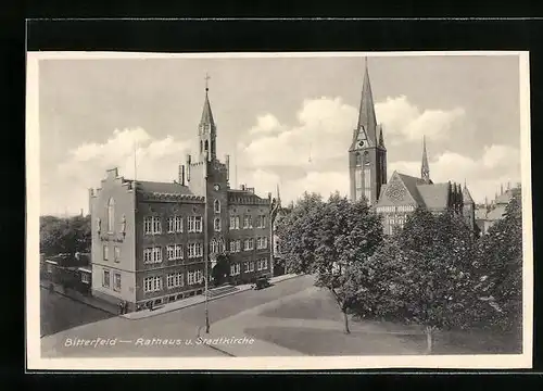 AK Bitterfeld, Rathaus und Stadtkirche