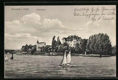 AK Neustadt i. Holstein, Segelschiff vor dem Marienbad