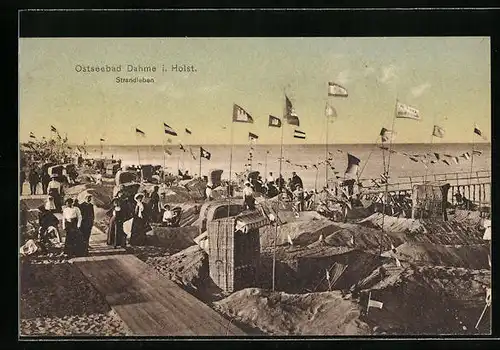 AK Dahme i. Holst., Strandleben mit Badegästen, landungssteg und Badegästen