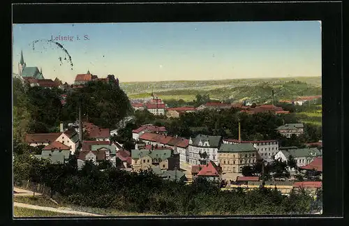 AK Leisnig i. S., Blick über die Dächer der Stadt