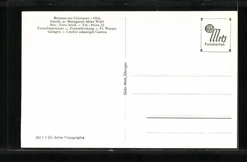 AK Bernau am Chiemsee, Gasthaus und Metzgerei Alter Wirt
