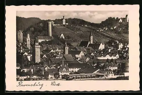 AK Ravensburg i. Württ., Generalansicht, Blick auf die Kirchtürme