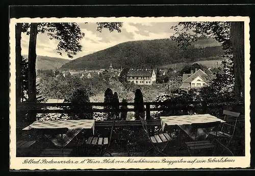 AK Bodenwerder a. d. Weser, Blick von Münchhausens Berggarten auf sein Geburtshaus