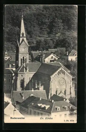 AK Badenweiler, Blick auf die ev. Kirche