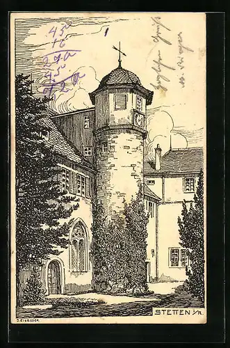 Künstler-AK Stetten i. R., im Schlosshof
