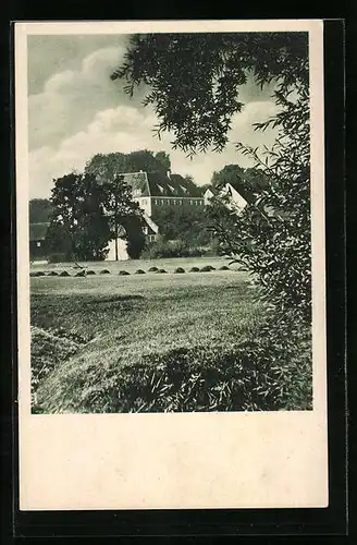 AK Batzenhofen bei Augsburg, Blick vom Waldrand auf das Erholungsheim Sonnenhof