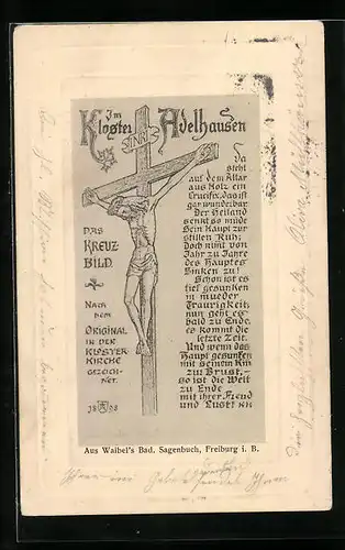 Präge-Künstler-AK Freiburg i. B., Kreuz im Kloster Adelhausen