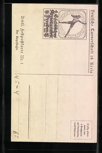 Künstler-AK Dresden, 4. Sächsisches Kreisturnfest Juli 1921, Kugelstosser