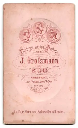 Fotografie J. Grossmann, Zug, Zum ital. Keller 493, Portrait Schönheit mit Flechtdutt