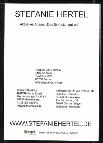 AK Musikerin Stefanie Hertel mit blonden Haaren, Autograph