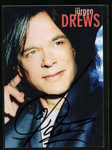 AK Musiker Jürgen Drews in blauer Jacke, Autograph
