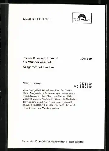 AK Musiker Mario Lehner im weissen Jackett, Autograph