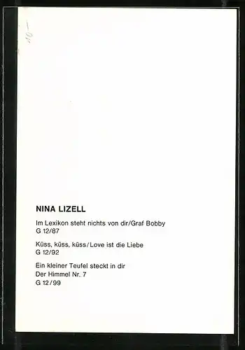 AK Musikerin Nina Lizell mit Halskette, Autograph