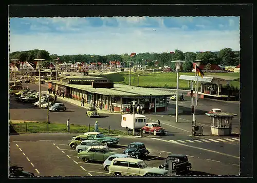 AK Flensburg, Deutsch-Dänische Grenze Grenzübergang Krusau