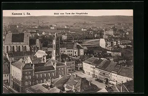 AK Kamenz i. Sa., Blick vom Turm der Hauptkirche auf den Ort