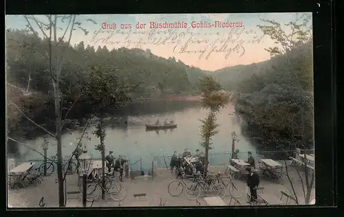 AK Gohlis-Niederau, Gasthaus Buschmühle