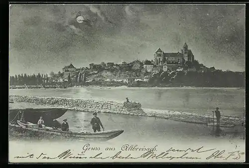 Mondschein-AK Altbreisach, Gesamtansicht
