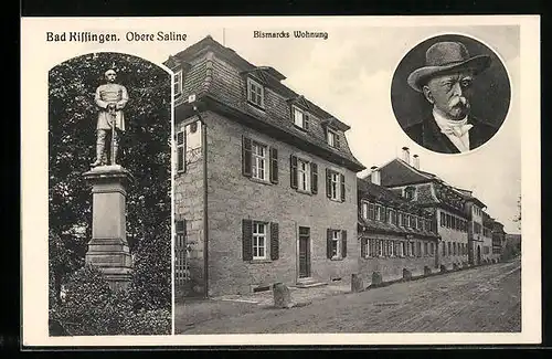 AK Bad Kissingen, Bismarcks Wohnung, Denkmal & Portrait