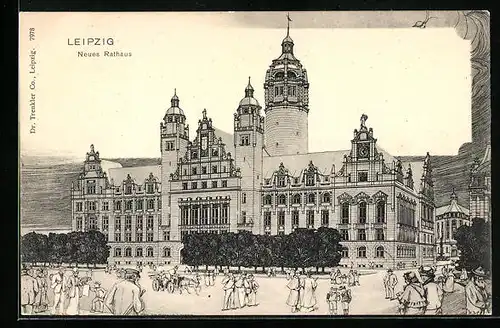 AK Leipzig, Blick zum Neuen Rathaus