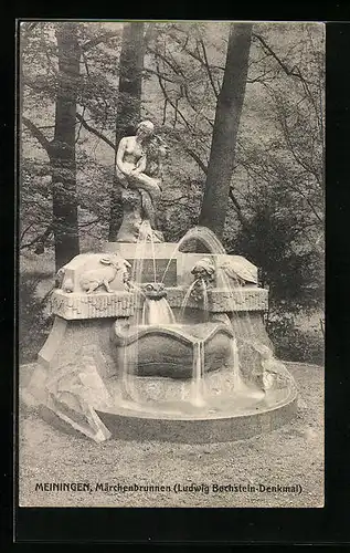 AK Meiningen, Märchenbrunnen, Ludwig Bechstein-Denkmal