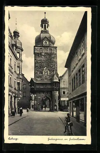 AK Coburg, Judengasse mit Judenturm