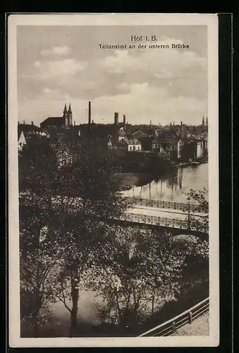 AK Hof i. B., Teilansicht an der unteren Brücke
