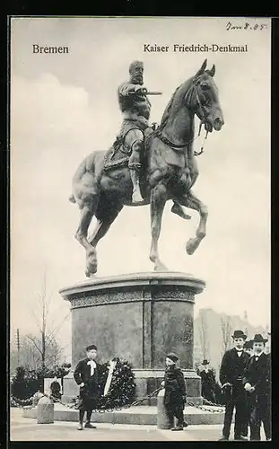 AK Bremen, am Kaiser Friedrich-Denkmal