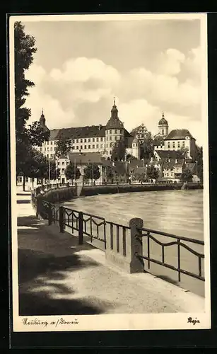 AK Neuburg / Donau, Uferpromenade
